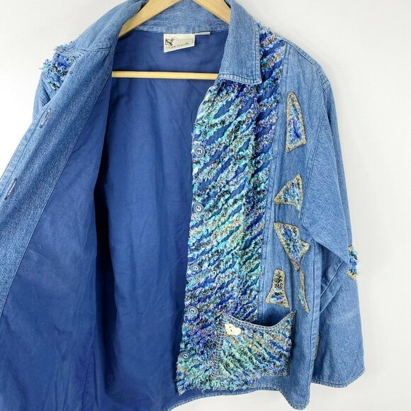 Yak Magik Jacket Size Medium Blue Denim  Art To Wear Cotton Silk Lagenlook Nepal - Picture 3 of 5